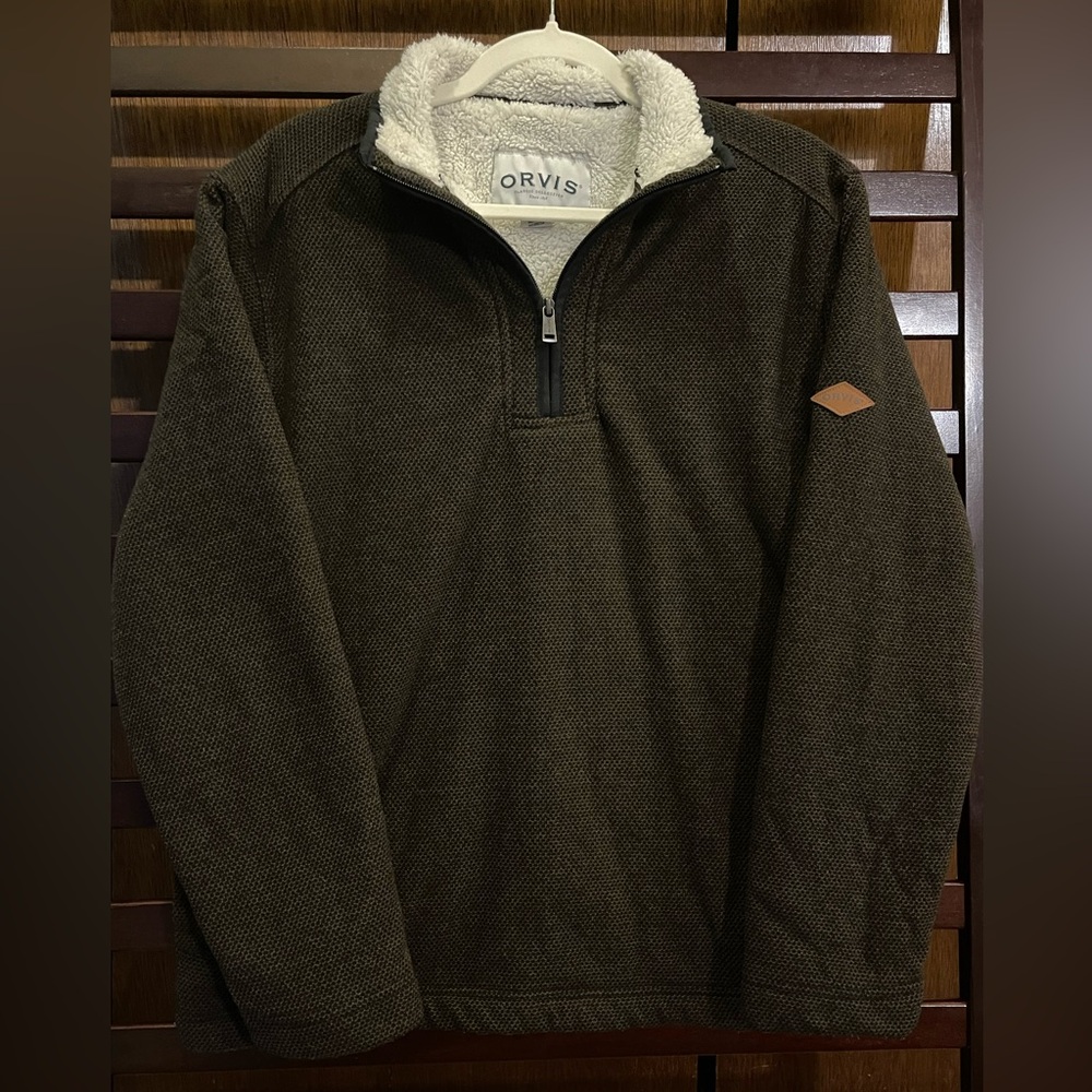 Orvis Men's Dark Brown Zip-Up Sweater